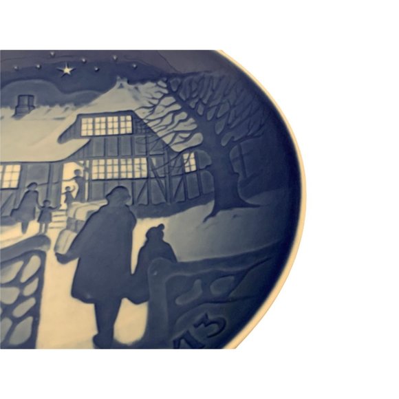 B&G Copenhagen 1973 Christmas Plate Country Christmas Denmark 7" Blue White - Picture 5 of 7